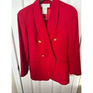 Jones New York  petite red skirt suit jacket size 2 skirt size 4